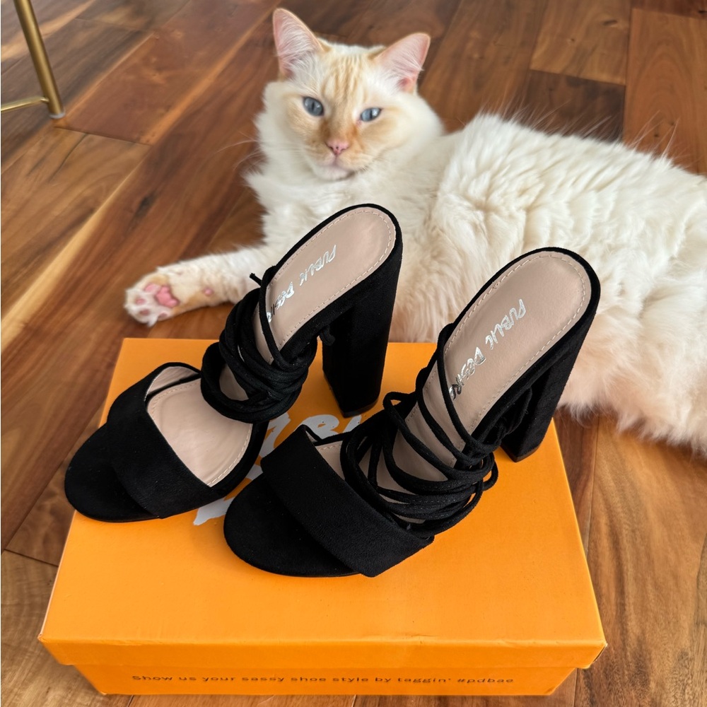 Public Desire Suzu Suede Tie-Up Block Heeled Sandals